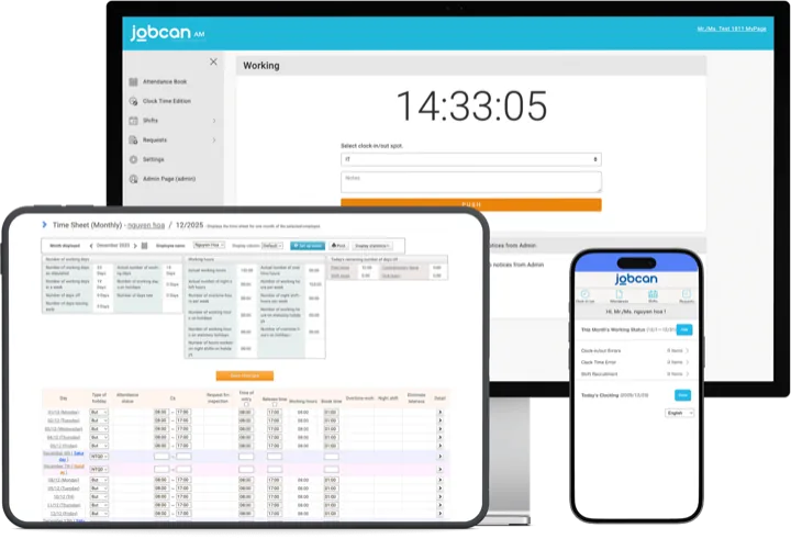 Jobcan software dashboard